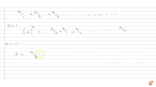 In the expansion of `(1+x)^n`, Then sum of the coefficients of odd power of x is смотреть онлайн