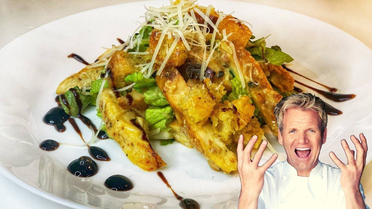 Салат Цезарь с курицей по рецепту Гордона смотреть онлайн