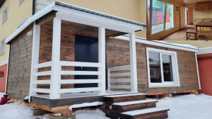 Бытовка Панорамная Студия 7х2,3м с крыльцом - дачный мини домик