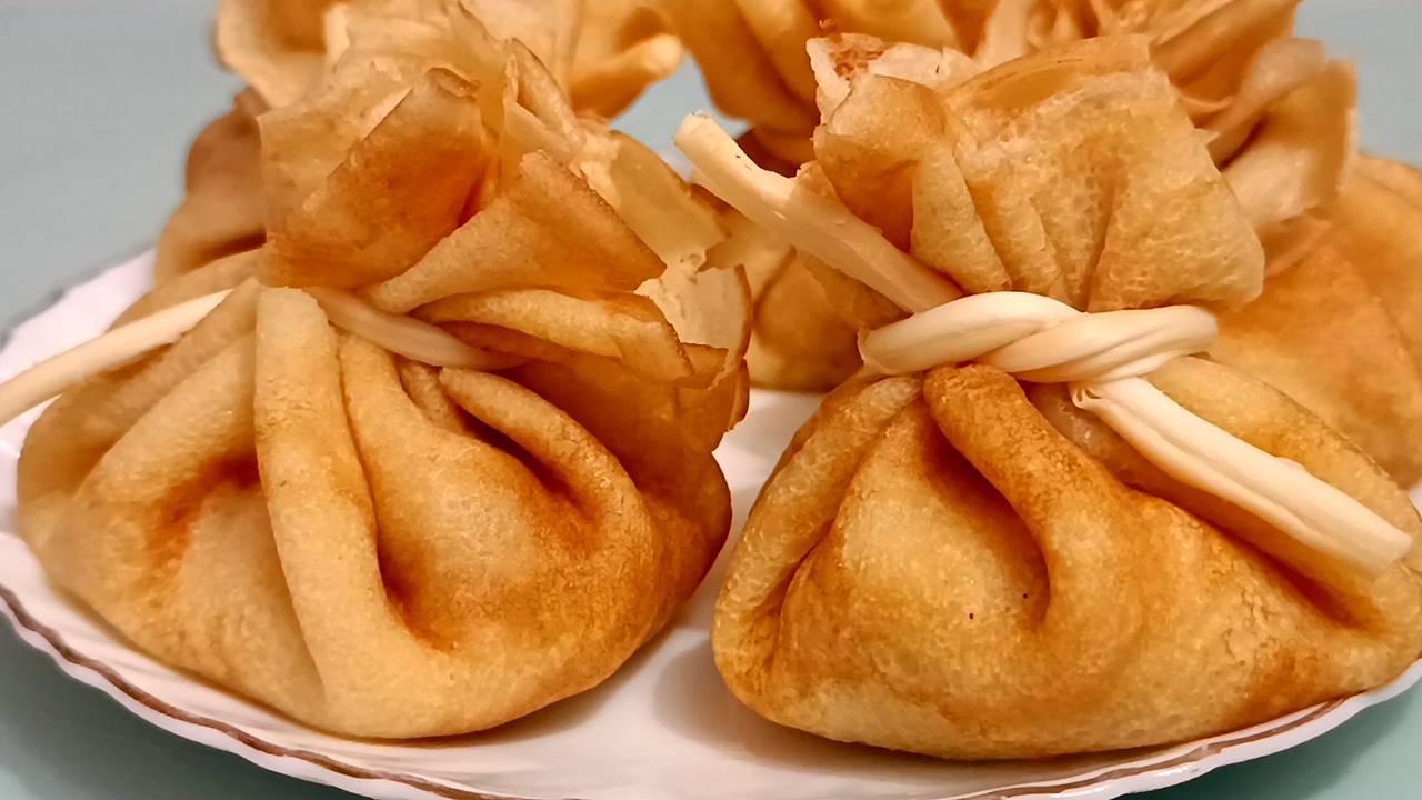 🌞 Мешочки из блинов с курицей и грибами - вкусное и красивое блюдо смотреть онлайн