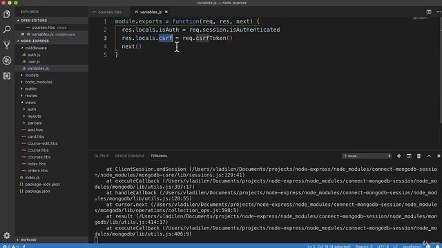 Полное руководство Node.JS Урок 59 Добавление CSRF защиты смотреть онлайн