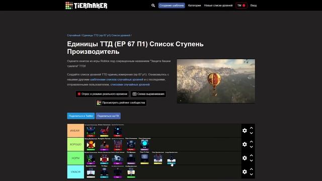 Создал тир лист по toilet tower deffense смотреть онлайн