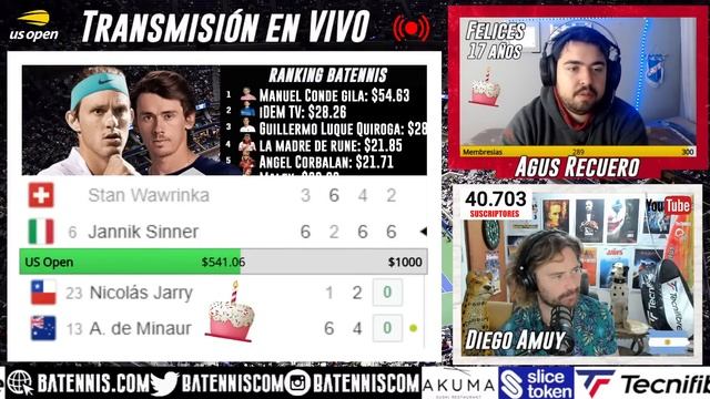 Nicolás Jarry vs Alex De Miñaur - Sinner vs Wawrinka - US Open 2023 - EN VIVO смотреть онлайн