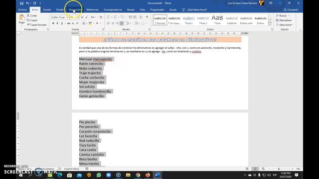 3ro PRIM - S09: LOS DIMINUTIVOS, lista de palabras - WORD смотреть онлайн
