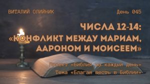 День 045. Числа 12-14: Конфликт между Мариам, Аароном и Моисеем | Библия на каждый день | В. Олийник