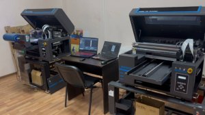 УФ ДТФ печать на УФ принтере FS-4060uv гибридом с тремя головками и FS-4060uv с двумя головками