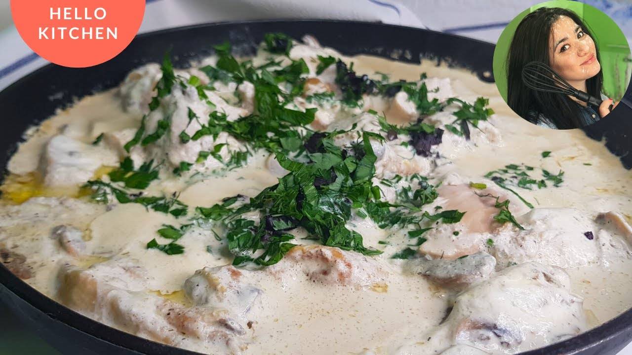 Курица с грибами в сметанном соусе. Быстрый ужин! смотреть онлайн