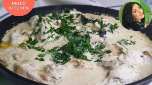 Курица с грибами в сметанном соусе. Быстрый ужин!