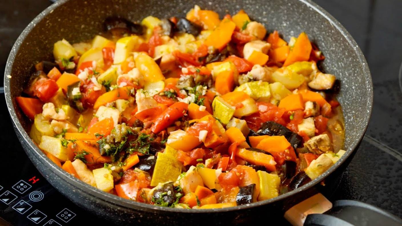 КУРИНАЯ ГРУДКА+Кабачки +Баклажаны!! На Сковороде, но не Жарю и не стою у плиты!! смотреть онлайн