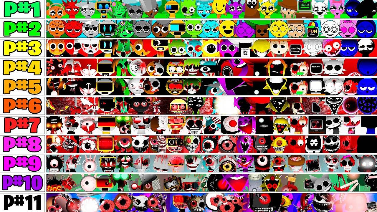 Все 11 фаз вместе в Incredibox Sprunki - все персонажи в одном Sprunki