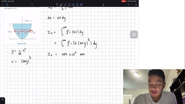Statics 10.3 & 10.4 - Determine the moment of inertia of the shaded area about the x and y axis. смотреть онлайн
