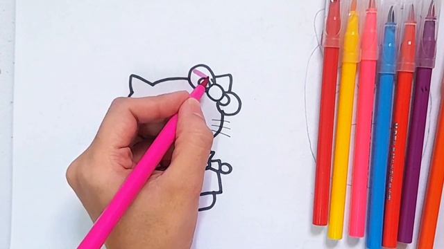 Hello Kitty With Beautiful Cake 🎂 Easy and Colorful drawing easy with colours смотреть онлайн