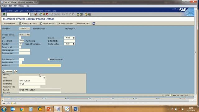 SAP SD Module (part-11) - Customer Master Data Creation in SAP SD Hindi Version. смотреть онлайн