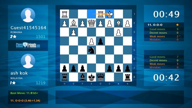Chess Game Analysis: Guest41545164 - ash kok : 1-0 (By ChessFriends.com) смотреть онлайн