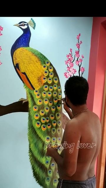 Peacock feathers wallpainting #shorts смотреть онлайн