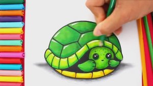 Как нарисовать ЧЕРЕПАХУ, прячущуюся в ПАНЦИРЕ