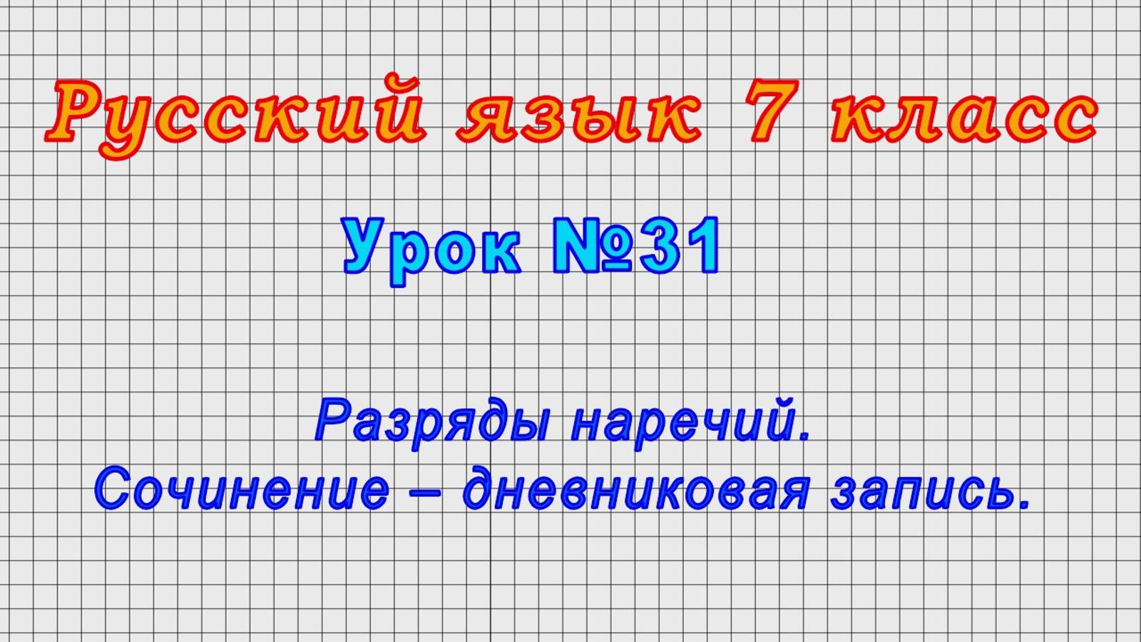 Русский язык 7 класс (Урок№31 - Разряды наречий. Сочинение – дневниковая запись.) смотреть онлайн