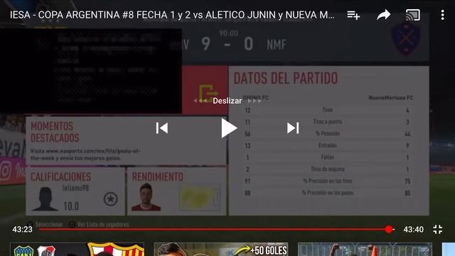 Copa IESA Argentina NUEVA MERLUZA vs DIVINO 0-9 Estadisticas смотреть онлайн