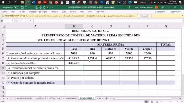 05 PRESUPUESTO DE COMPRA DE MATERIA PRIMA смотреть онлайн