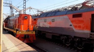 Электропоезд ЭС2Г-021 «Ласточка» отправляется с Ленинградского вокзала.