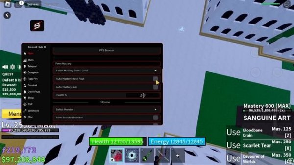 Blox Fruits Script Hack Auto Farm Auto Sanguine Art + Shark Anchor