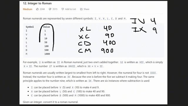 Leetcode 012: Integer to Roman (RU) смотреть онлайн