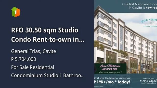 RFO 30.50 sqm Studio Condo Rent-to-own in General Trias Cavite смотреть онлайн