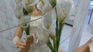 Красивый букет невесты из бисера - Каллы / Beautiful beaded wedding bouquet - Calla lilies
