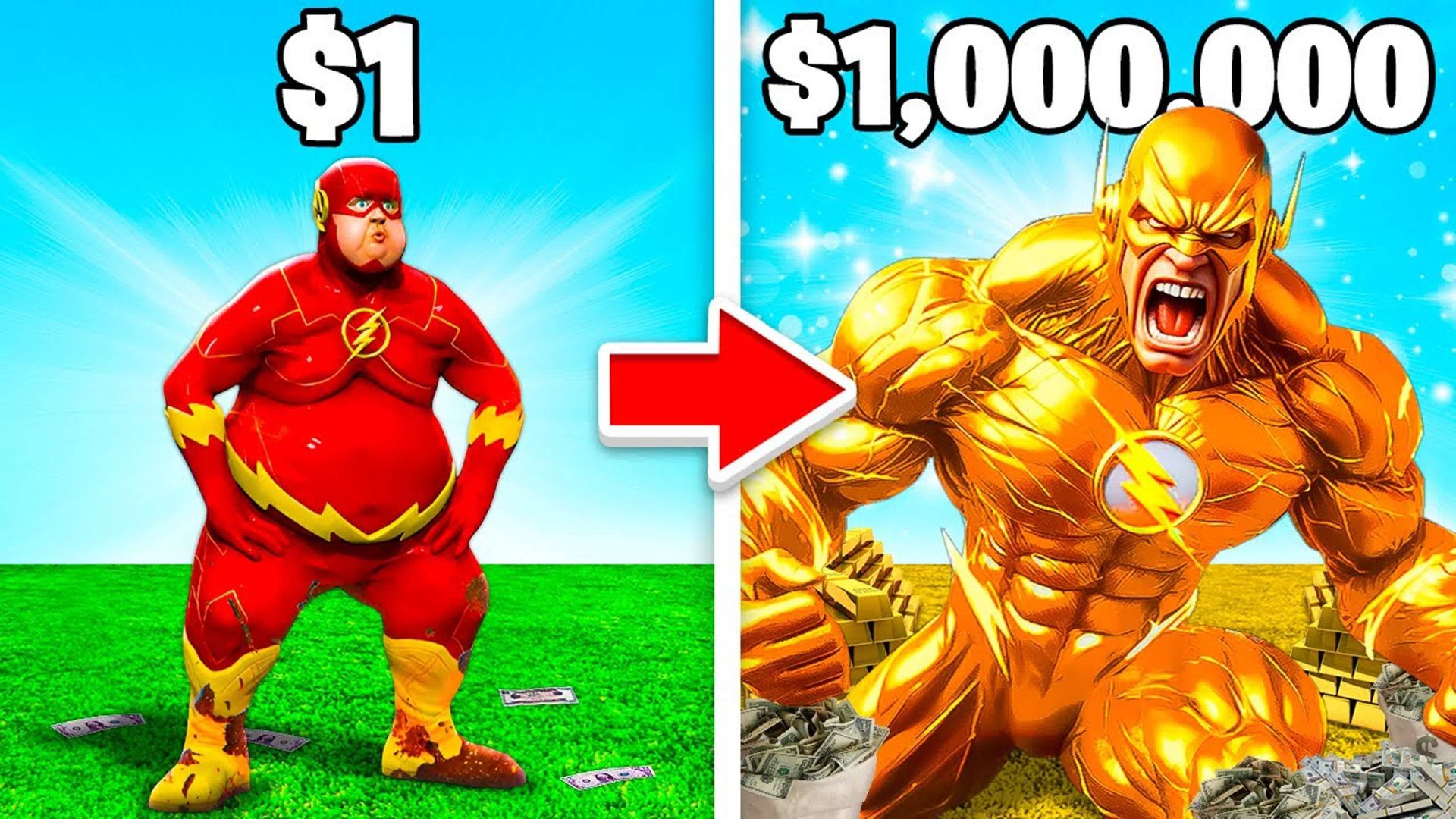 Прокачал Флэша за $1 до Флэша за $1,000,000 в ГТА5! (GTA 5 Online) смотреть онлайн