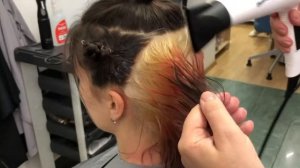 Цветное окрашивание волос. Скрытое окрашивание в лавандовый оттенок