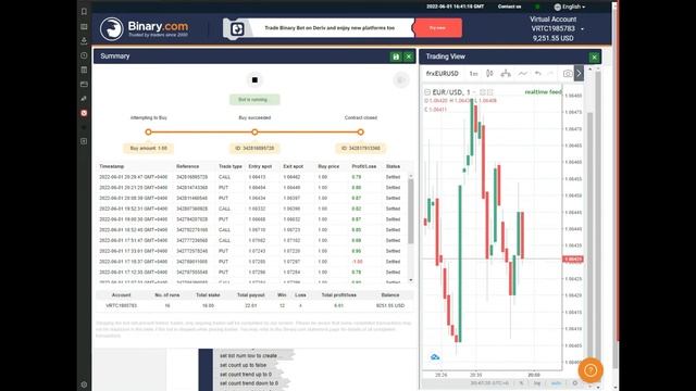 Binary bot EURUSD | Double profit | No martingale | Demo 4 смотреть онлайн