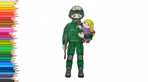 Как нарисовать солдата на 23 февраля с ребенком на руках 🫡🌟💖