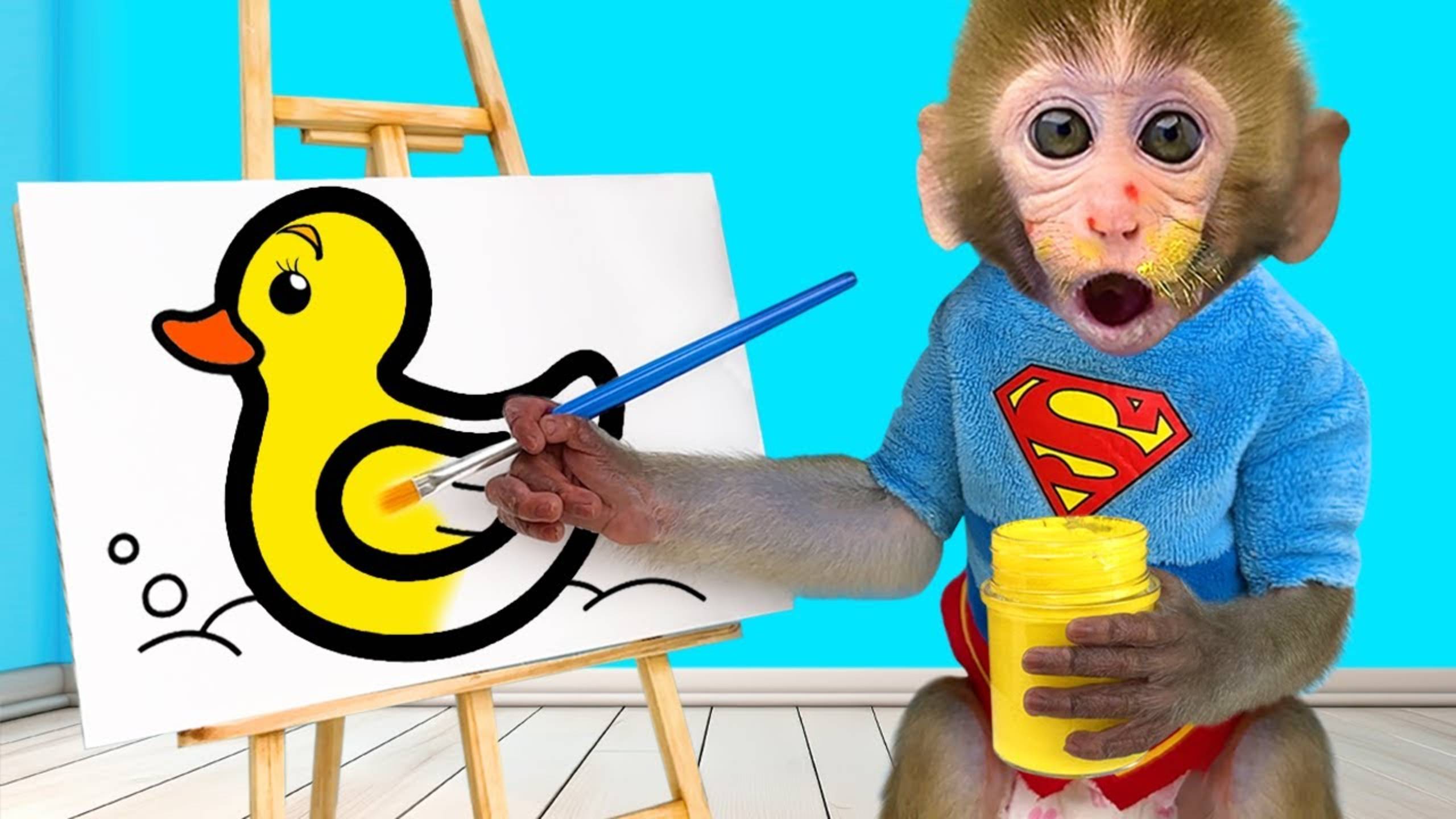 Обезьянка Малыш Чичи рисует| Чичи и утенок купаются в бассейне|Малыш Чичи