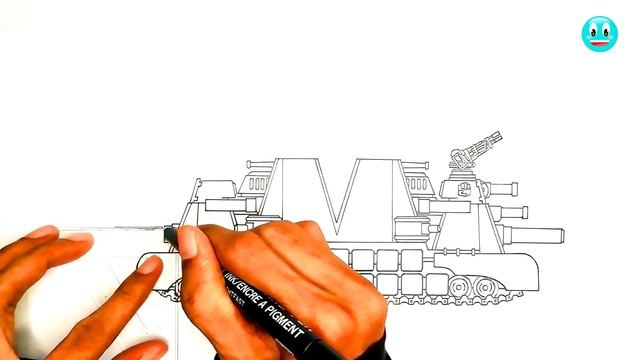 How To Draw Cartoon Tank KV-44M | HomeAnimations - Cartoons About Tanks