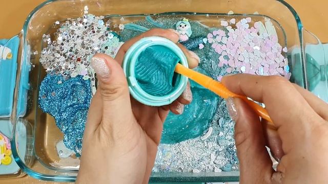 Mixing'Unicorn Mint'Eyeshadow,Makeup and glitter Into Slime!Satisfying Slime Video!★ASMR★ смотреть онлайн