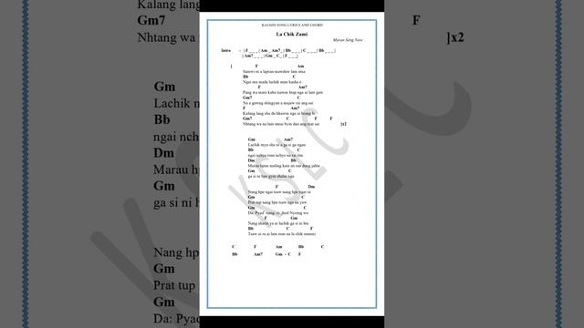 Lachik Zami Kachin Song Lyrics & Chords. Maran Seng Naw