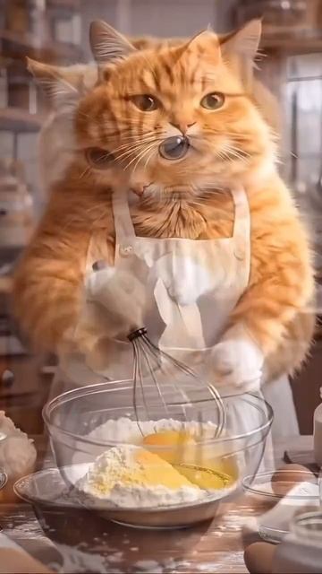 котик из нейросети готовит оладики.mp4 смотреть онлайн