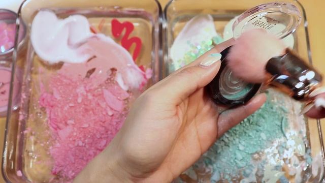 PINK vs MINT Mixing Makeup and parts,glitter Into Clear Slime! "two color Special Series". смотреть онлайн