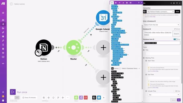 Синхронизация Notion с Google Календарем с использованием Make