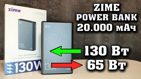 Power Bank Zime 130 Вт 20000 мАч. Внешний аккумулятор с быстрой зарядкой. Zime 130w 20000 mah.