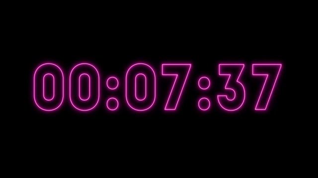 Violet Neon Timer 15 Minutes (stopwatch)
