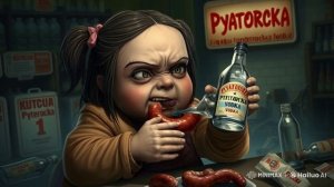 Разные монстры пожирают еду Different monsters devour the food