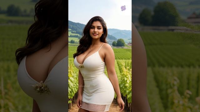 4K Lotus AI Lookbook AI Art Video : Model Walking Through Swiss Vineyards
