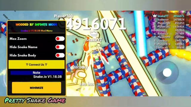 SNAKE IO MOD MENU GAMEPAY 🐍 GOD MOD/WALL HACK #snakeio #snakegame