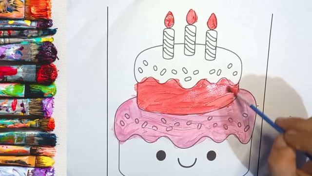 Bolalar Uchun Tug'ilgan Kun Torti Rasm Chizish. Сурет салу Туған күн торты.How To Draw Birthday Cak