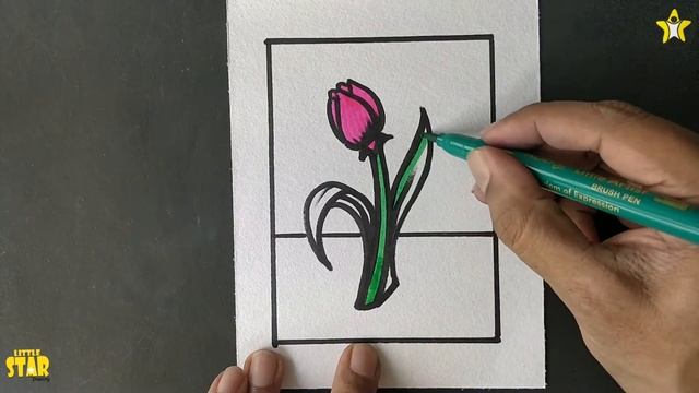 Tulip || step by step || how to draw || coloring || drawing || easy || simple смотреть онлайн