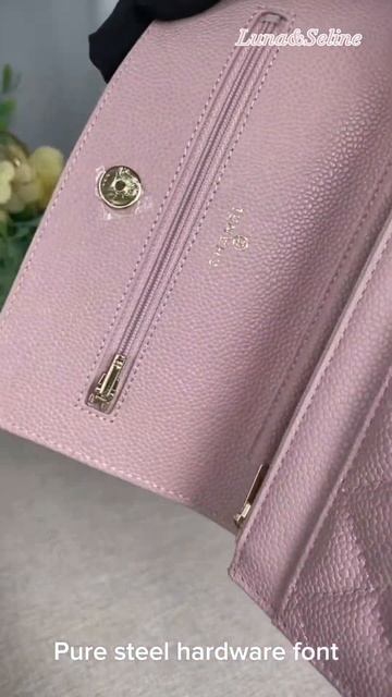 PRETTY! 💗22S/19s CHANE Classic Crystal CC 💗 WOC Wallet On Chain Pink Caviar Bag #designerbag смотреть онлайн