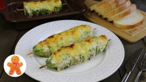 Шашлычки из кабачка и курицы в духовке