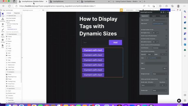 How to display tags with dynamic sizes in bubble io смотреть онлайн