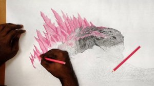 Godzilla Drawing pink colour Step by step drawing pencil sketch Godzilla and Kong New Empire